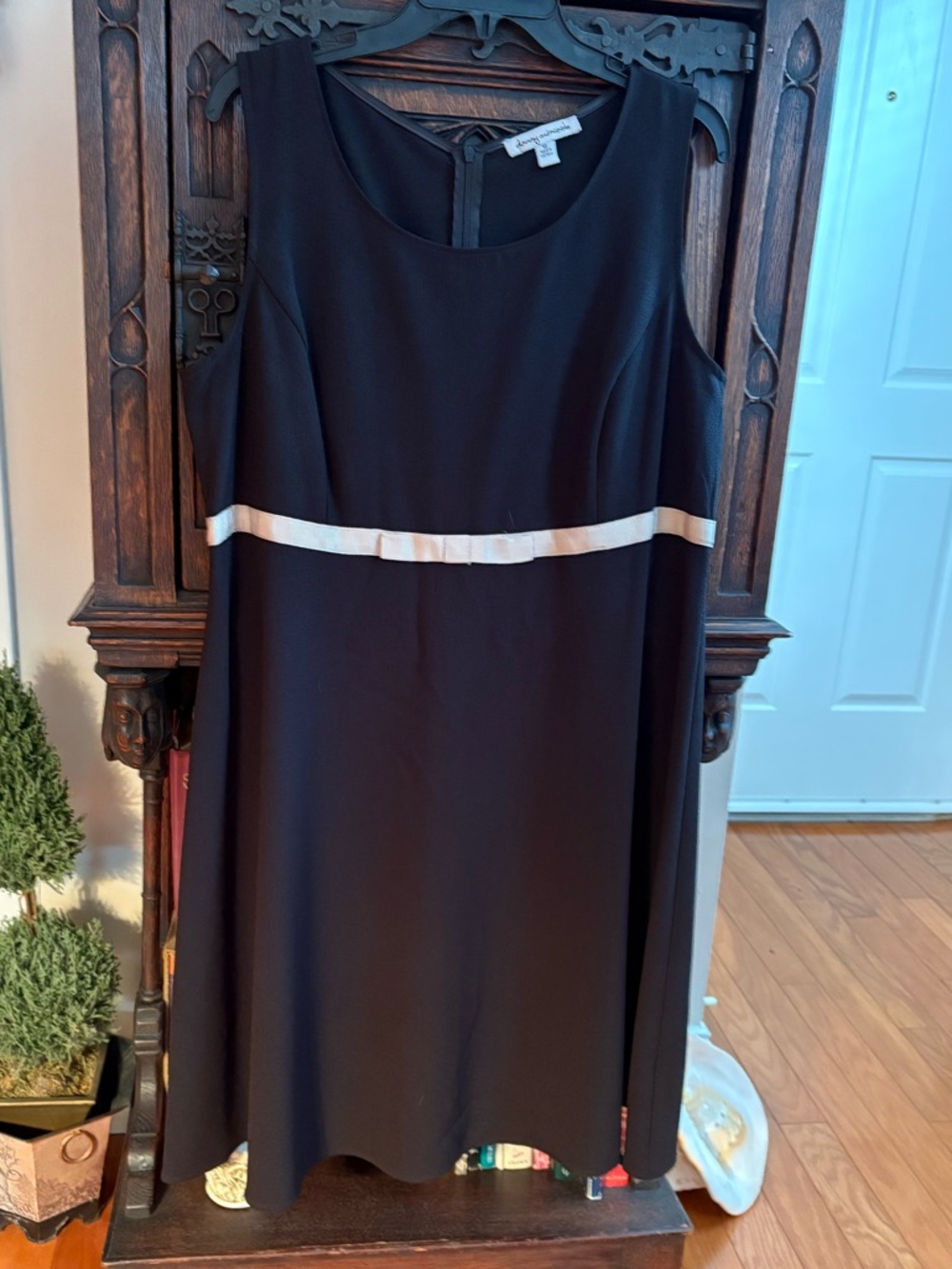 Danny and Nicole: 18, Black Sleeveless Dress with Ivory Waist Trim